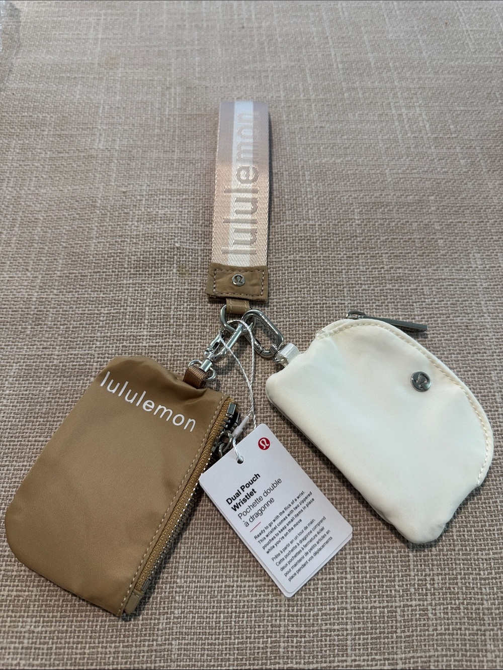 lululemon athletica Dual Pouch Keychain Strap - Tan & Cream